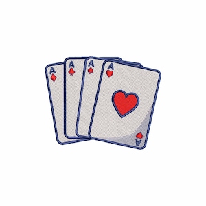 Motifs de broderie machine à jouer aux cartes, fichiers de broderie quatre as, motif de broderie casino, motif de broderie poker, téléchargement numérique
