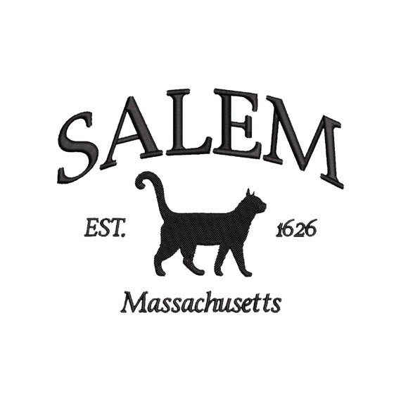 Black Cat embroidery design, Salem Massachusetts, Trendy halloween embroidery designs, Spooky Season, Machine embroidery designs
