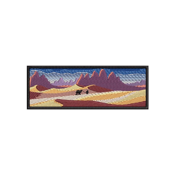 Disegno di ricamo di dune, ricamo di paesaggi da dessert egiziano, file di ricamo di cammello, disegni di ricamo a macchina alla moda, Camel Caravan