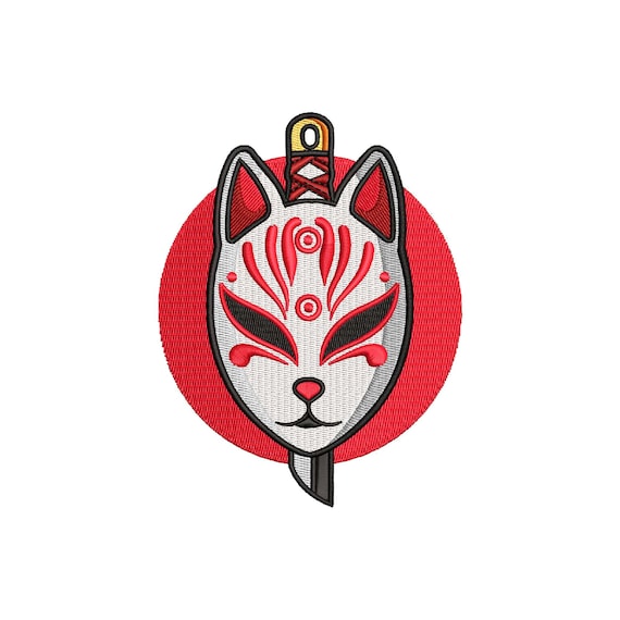Anime embroidery designs, Machine embroidery designs, Kitsune mask, Embroidery files, Oni mask, Demon mask, Japanese art, digital download