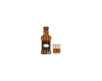 Mini wiskey bottle machine embroidery designs, wine glass, embroidery files, Cocktail club, embroidery pattern, digital download