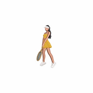 Woman embroidery design, Female embroidery files, Sports Tennis, Machine embroidery designs, Trendy embroidery designs, Digital download