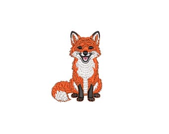 ミニキツネの刺繍デザイン、森の動物の刺繍ファイル、ベビー刺繍パターン、ミシン刺繍デザイン