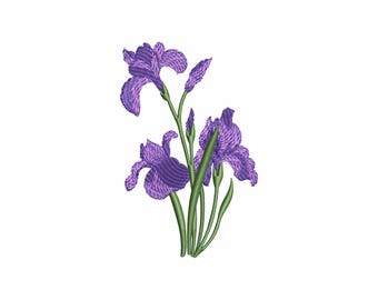 Irises flower embroidery design, machine embroidery designs, embroidery files, embroidery pattern, Cottagecore embroidery, Wildflowers