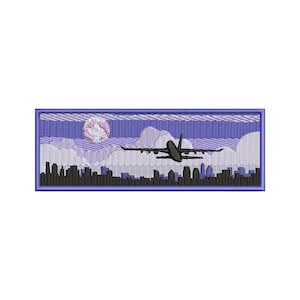Airplane and skyscrapers machine embroidery designs, trendy embroidery designs, embroidery pattern, embroidery files, digital download