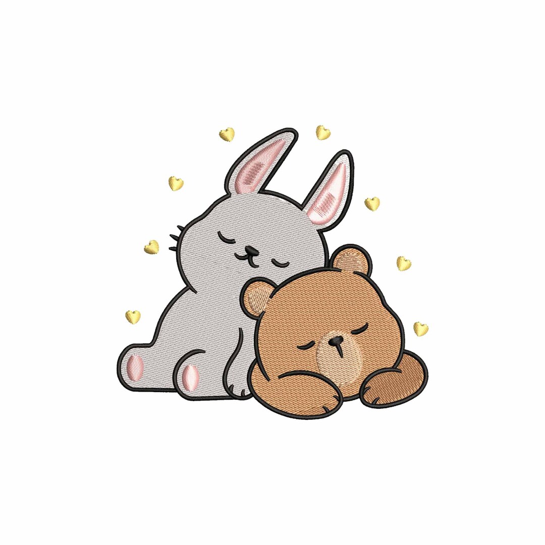 Bunny and Bear Embroidery Design, Cute Animal Embroidery Files, Baby ...