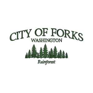 City of Forks Washington Embroidery Design: Rainforest Scene, machine embroidery designs, embroidery pattern, embroidery files