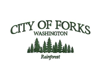 City of Forks Washington Embroidery Design: Rainforest Scene, machine embroidery designs, embroidery pattern, embroidery files