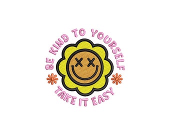 Smiley Flower Embroidery Design: Funny Face Embroidery File (Digital Download)