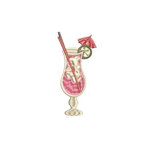 Mini cocktail embroidery design, Sex on the beach, embroidery files, embroidery pattern, cocktail glass, Summer machine embroidery designs