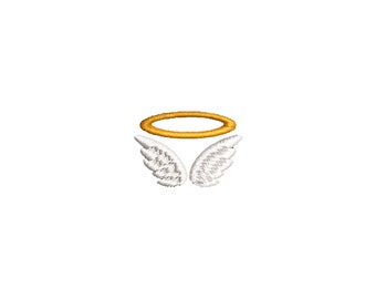 Motif de broderie Halo et ailes d'ange (téléchargement numérique)