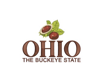 Ohio machine embroidery designs, Buckeye State , USA, America, Travelling, Embroidery files, Embroidery pattern, Digital download