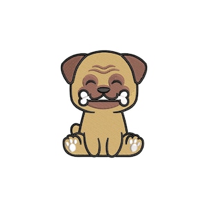Pug embroidery design, machine embroidery designs, embroidery pattern, embroidery files, baby embroidery designs, Dog, digital download