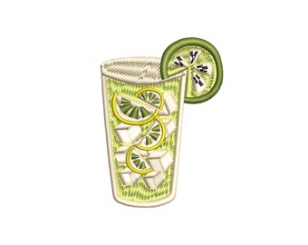Mini mojito cocktail machine embroidery designs, Mojito Glass, embroidery files, embroidery pattern, cocktail glass, digital download