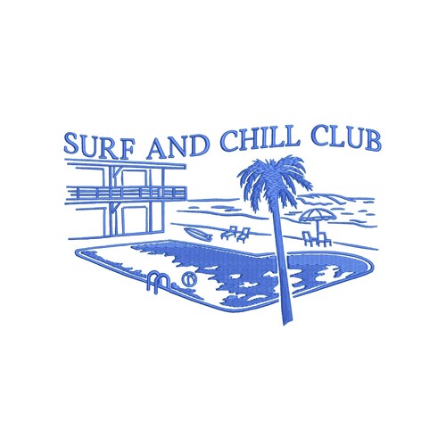 Surf And Chill Club Embroidery Design, Beach Embroidery Files, Summer Pool Embroidery Patterns, Machine Embroidery Designs