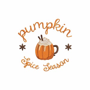 Fall embroidery designs, machine embroidery designs, embroidery files, pumpkin spice embroidery, coffee embroidery, digital download