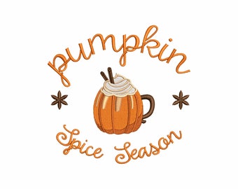 Fall embroidery designs, machine embroidery designs, embroidery files, pumpkin spice embroidery, coffee embroidery, digital download