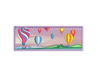 Cappadocia embroidery design, travel machine embroidery design, hot air balloon pattern, landscape embroidery file, adventure wanderlust