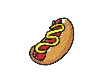 Diseños de bordado a máquina de mini hot dogs, patrón de bordado, archivos de bordado de comida rápida, diseños de bordado pequeños, descarga digital