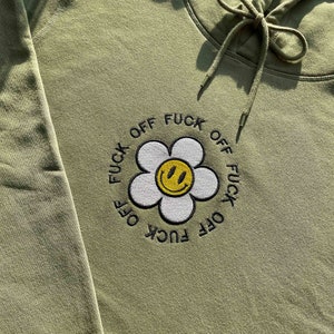 Smiley Face Flower Embroidery Designs, Fuck Off, Mental Health, Funny Embroidery Files, Machine Embroidery Designs image 2