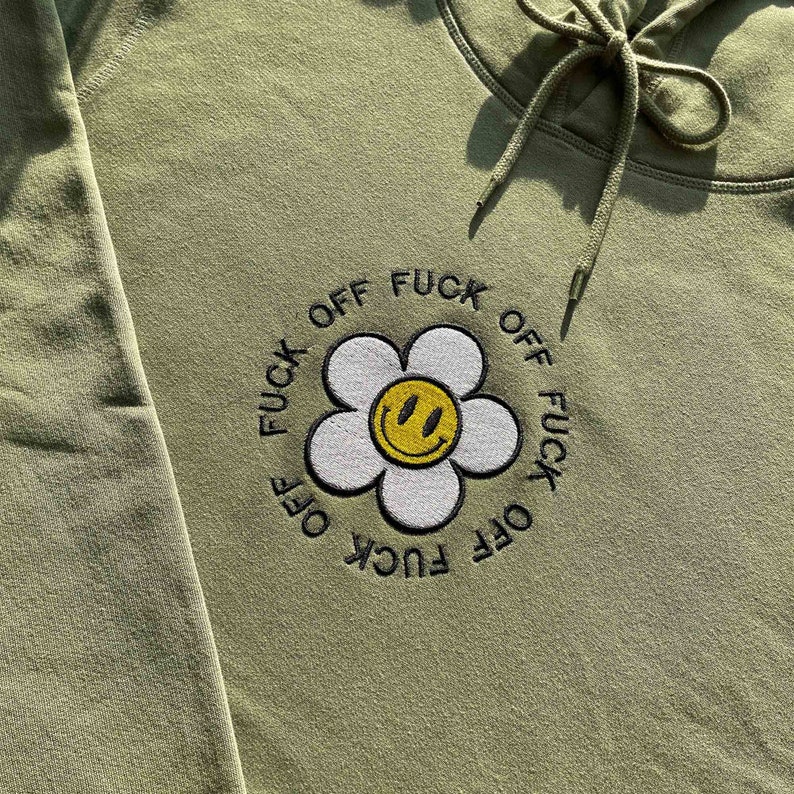 Smiley Face Flower Embroidery Designs, Fuck Off, Mental Health, Funny Embroidery Files, Machine Embroidery Designs image 2
