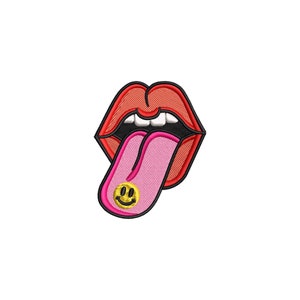 Mouth with tongue embroidery design, machine embroidery designs, embroidery pattern, embroidery files, y2k, retro, vintage, digital download