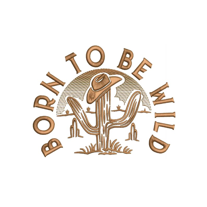 Cowboy embroidery design, machine embroidery designs, embroidery pattern, embroidery files, trendy embroidery designs, Born to be wild image 1