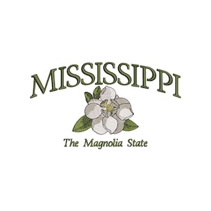 Mississippi machine embroidery designs, Magnolia state, USA, America, Travelling, Embroidery files, Embroidery pattern, Digital download