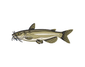 Channel Catfish Fish Embroidery Design, Freshwater Fishing Machine Embroidery File, River Fish, Hat Embroidery for Boys and Men