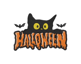 Black Cat Embroidery Design, Halloween Embroidery Designs, Meowy Embroidery Files, Spooky Season, Machine Embroidery Designs