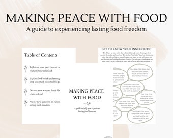 Printable Food Freedom Workbook, Food Diary, Mental Health Journal, Body Image Workbook, Digital Workbook, A4 PDF