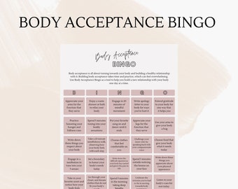 Body Image Bingo Digital Worksheet, Build Body Acceptance, Mental Health Tool, Digital Download