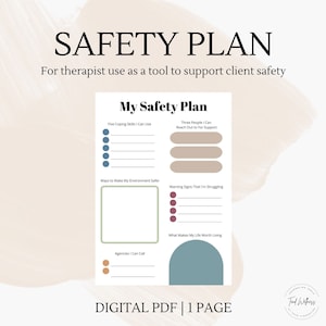 Printable Safety Plan Worksheet Crisis Tool Mental Health Counseling