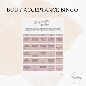 Body Image Bingo Digital Worksheet, Build Body Acceptance, Mental Health Tool, Digital Download