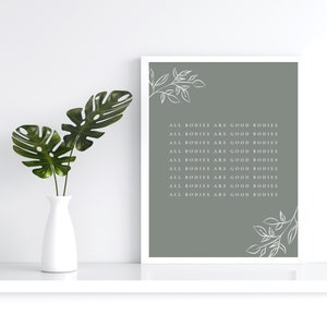 All Bodies Are Good Bodies Wall Art, Body Image Wall Art, Positive Body Image, Body Image Therapy, Four Printable PDFs, 8.5x11