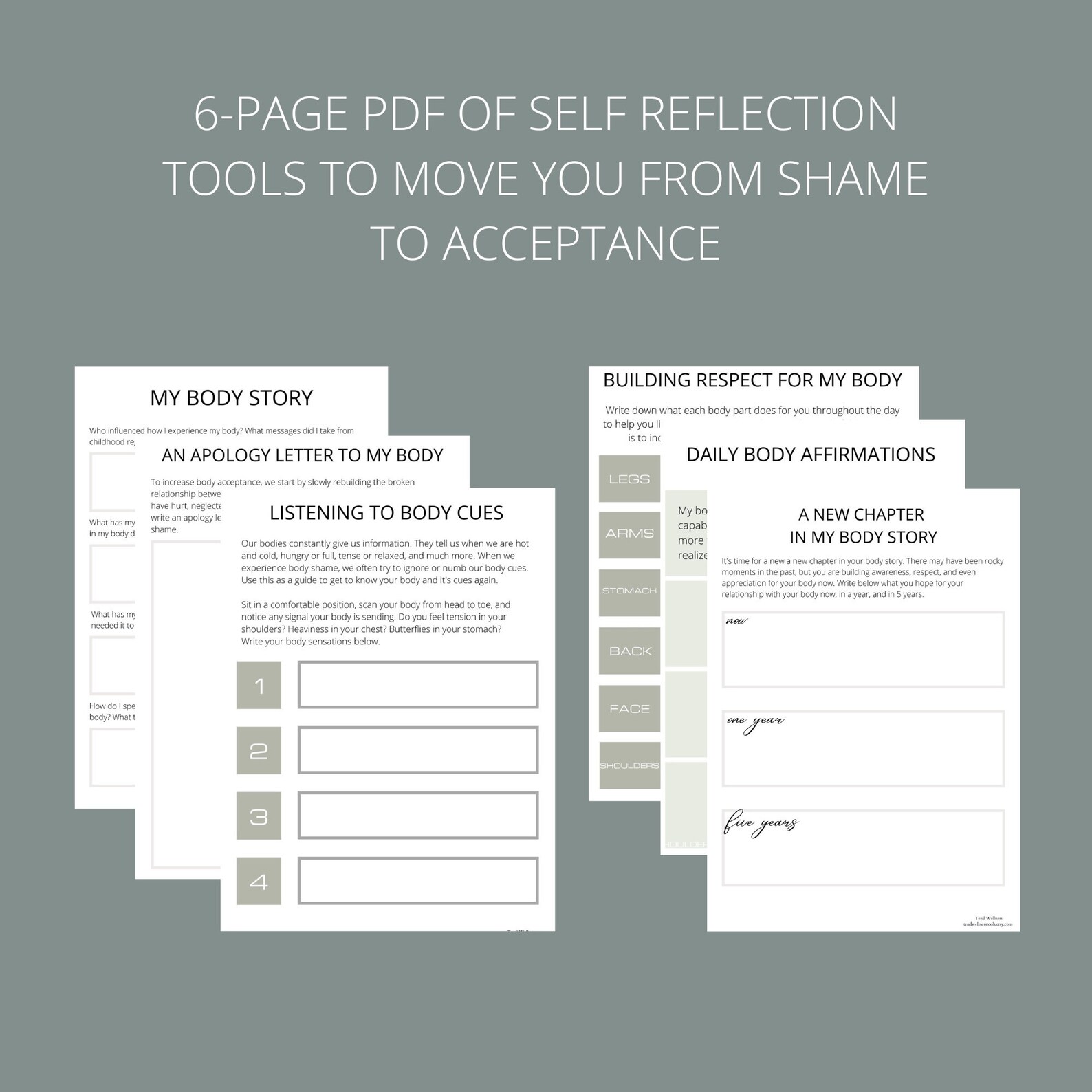 Printable Body Image Workbook Body Image Therapy Worksheet Etsy