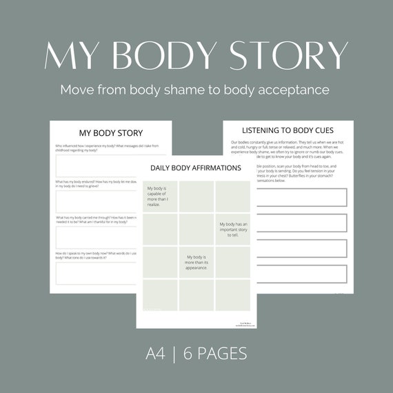 Printable Body Acceptance Workbook Therapy Worksheet Etsy