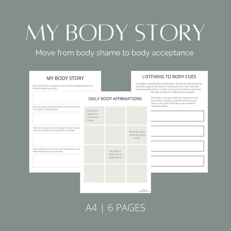 Printable Body Acceptance Workbook Therapy Worksheet Etsy Australia