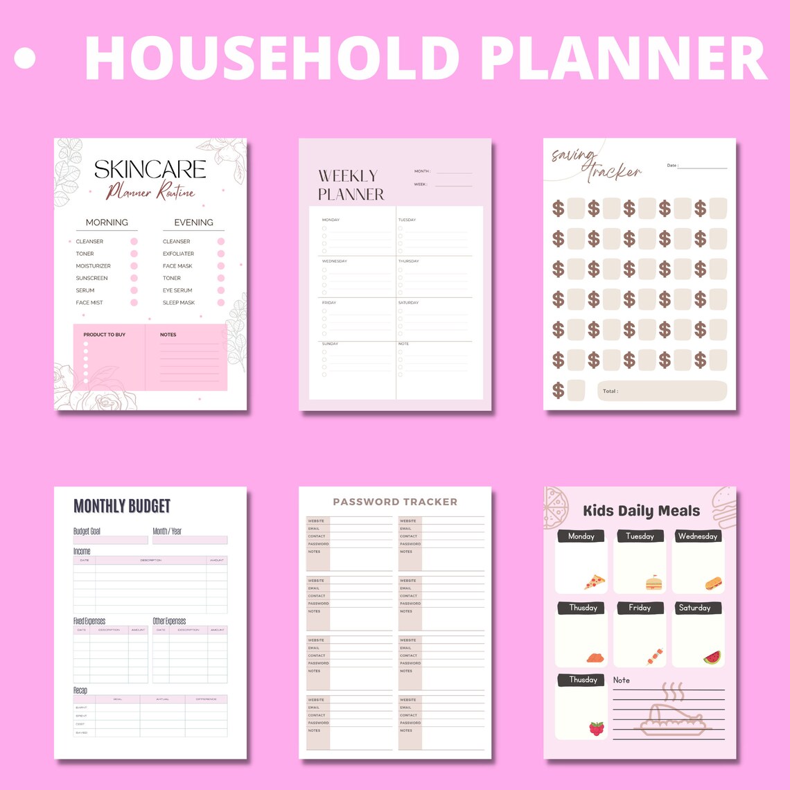 Editable Household Planner Printable Household Planner Home - Etsy