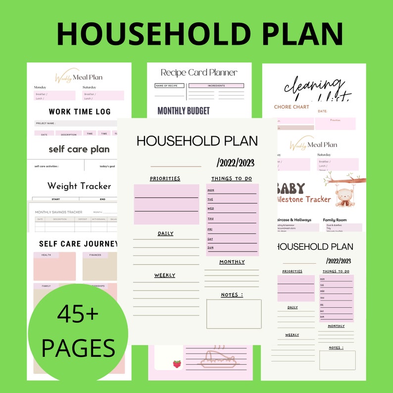 Editable Household Planner Printable Household Planner Home Etsy