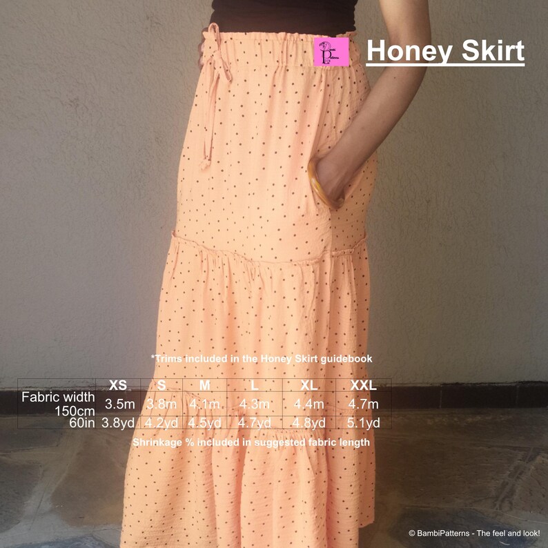 Honey Long Flowy Maxi Tiered Skirt PDF Sewing Pattern - Size US 0-22 ...