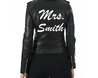 Benutzerdefinierte Lederjacke - Braut Lederjacke - Geschenk für sie - personalisierte Lederjacke - benutzerdefinierte Mrs Jacket - Mrs Leather Jacket