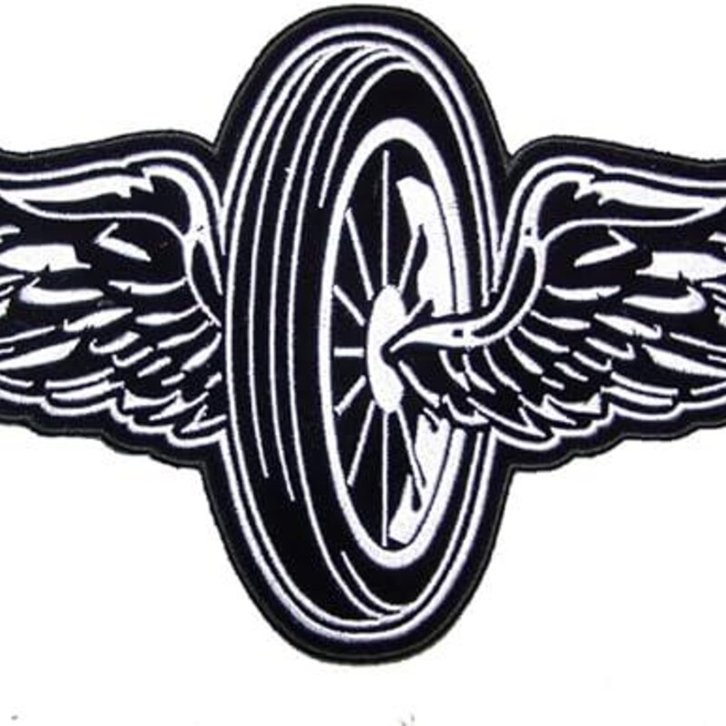 Motorcycle Flying Wheel Wings Patch – Embroidered Iron-On For Biker Vest Or Jacket
