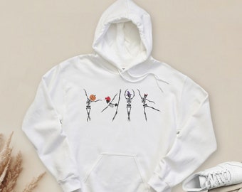 Dancing Skeleton Halloween Hoodie, Fall Hoodie, Oversized Hoodie, Vintage Hoodie, Spooky Clothes
