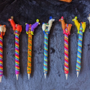 Llama Pen, Peruvian Pens, Pen covered Andean Textile, Llama Ethnic Decorated Writing Pen