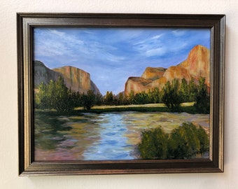 Yosemite National Park, El Capitan, Original Acrylic painting, Classic view, Half Dome, Wilderness, Granite Peaks, Yosemite Wall Art