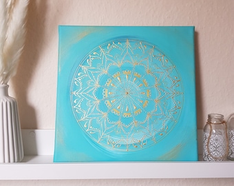 Mandala peint à la main sur toile - unique - acrylique - 30 x 30 cm