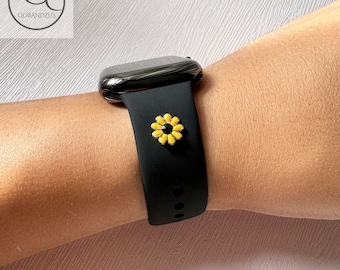 Custom Silicone Apple Watch Band with Floral Charms Fits 38-49mm Series 11 to SE Women Men Great Gifts iWatch Strap - 103 Colors Available