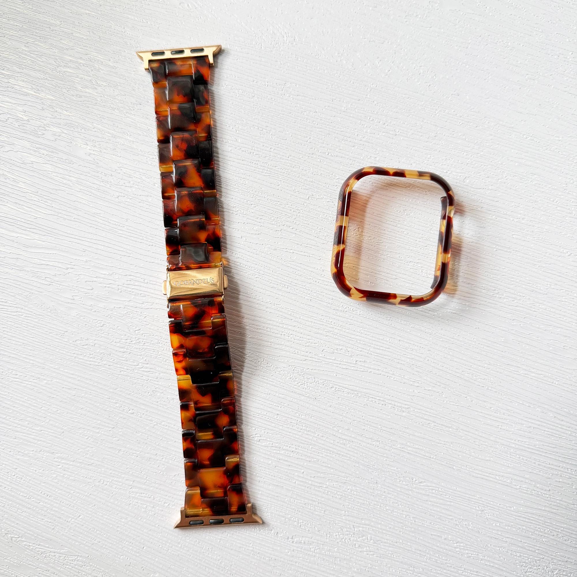 Fossil Watch tortoise shell resin band Polly Resin Apple Watch Band - Tortoiseshell – Lemon Straps main image 2