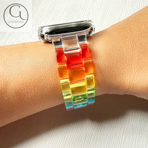 Prism Rainbow Acrylic Apple Watch Band Bracelet Strap Transparent 38 40 41 42 44 45 46 49mm Women Charms Series 11 10 9 8 7 6 5 4 3 2 1 SE